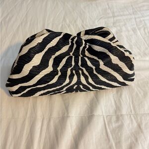 Bottega Veneta Black and White Zebra Print pouch